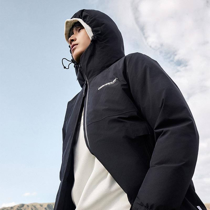 Li Ning CF Water Series Letter Zipper Down Jacket Men Jacket Black AYMT283-1