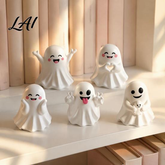 Cute Desk Accessory for Autumn Halloween Ghost Figurine Mini Cartoon Statue Little Spooky Table Decor Desktop Ornament Tiered Tray Home Yet Adorable