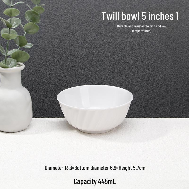 A5 White Melamine High-Temperature-Resistant Noodle and Soup Bowl, Ramen Bowl, Rice Noodle Roll Plate, Vegetable Plate.