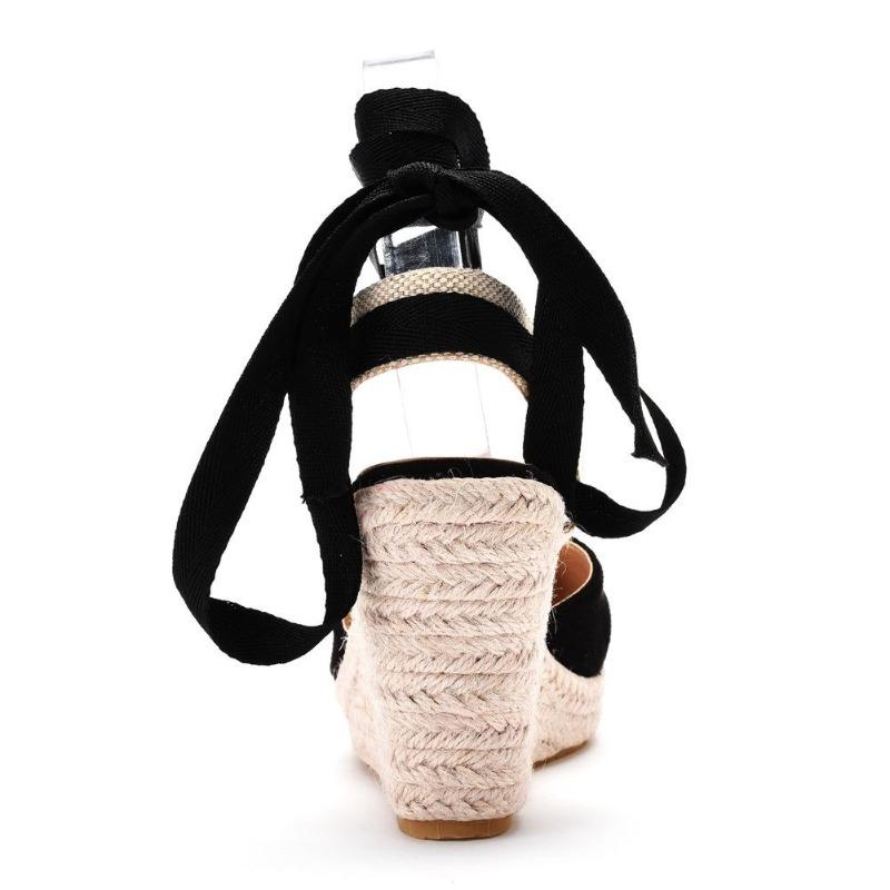 Shoes Women Summer High Heel Platform Sandals Ankle Buckle Strap Closed Comfortable Casual Shoe