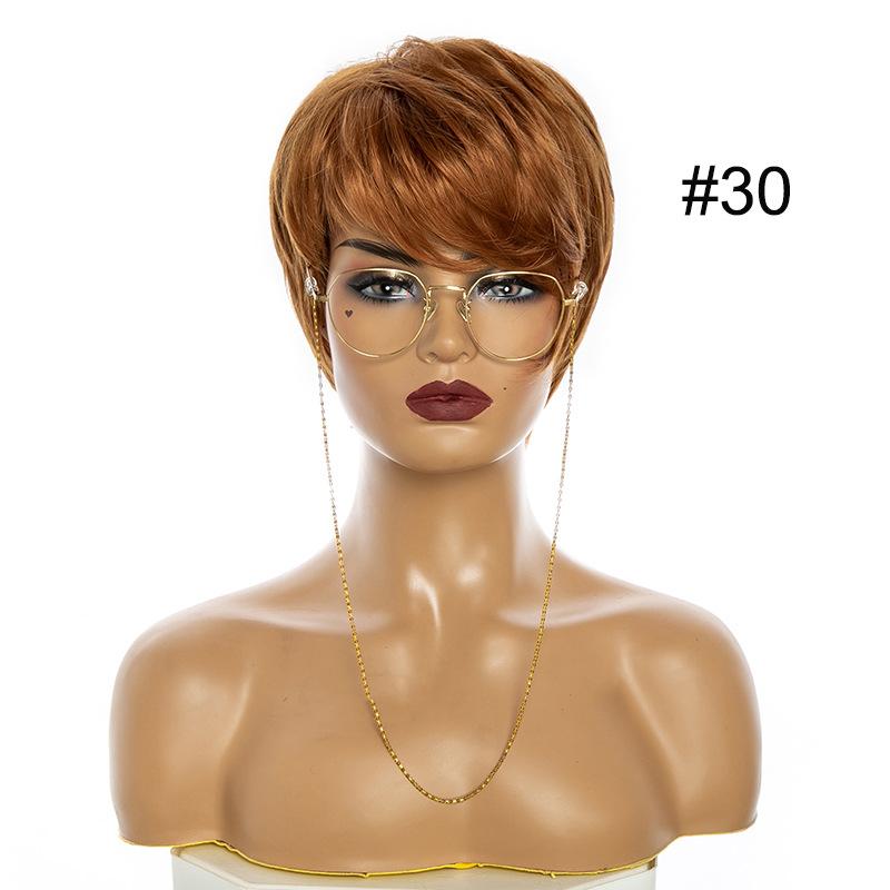 

Короткие смешанные красные, черные, коричневые, светлые волнистые пушистые многослойные волосы синтетические парики с челкой для женщин термостойкие волокна косплей ежедневные парики #30