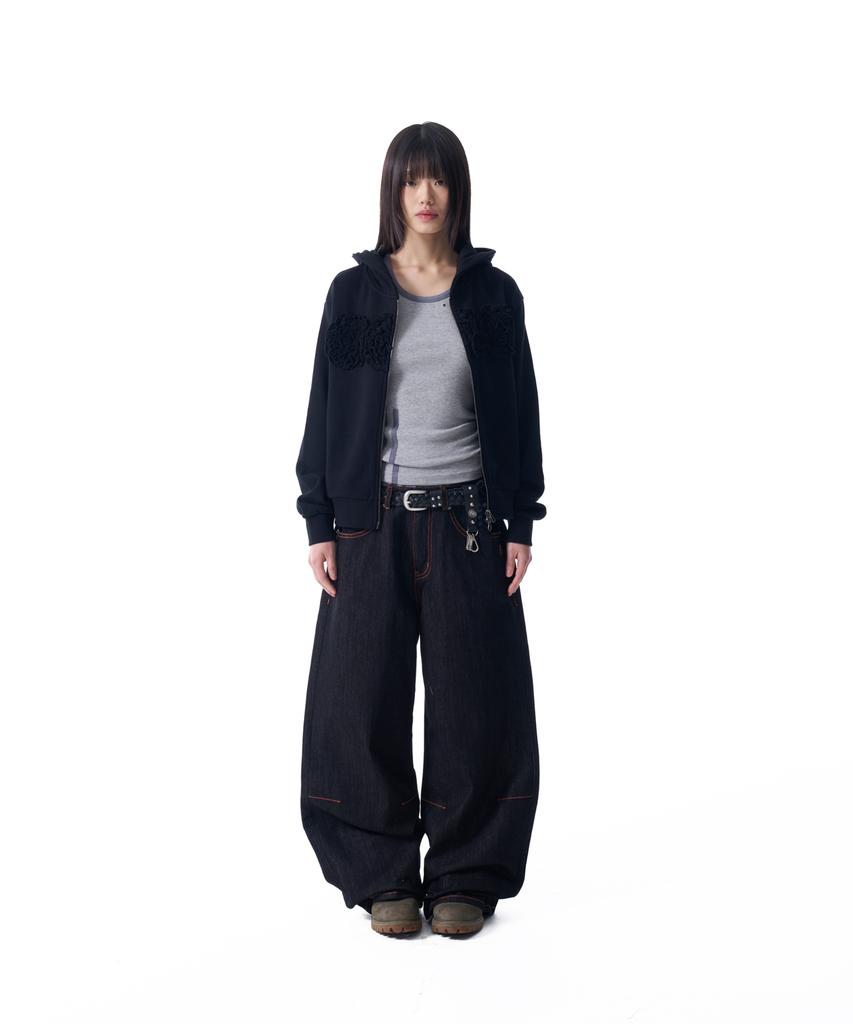 AAKAM Stitched Denim Pants (Black)