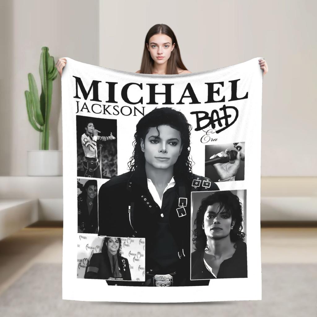 Michaels Jacksons Bad 1988 Pop Music Blanket Flannel  Winter  Lightweight Throw Blankets for Sofa Travel Plush Thin Quilt