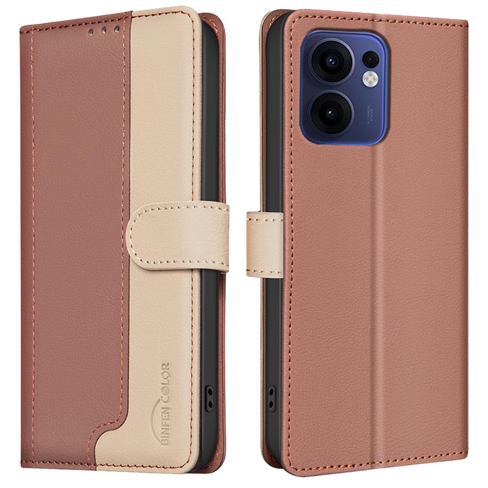 BINFEN COLOR BF33 for Oppo Reno13 F 5G Leather Case Splicing Color RFID Blocking