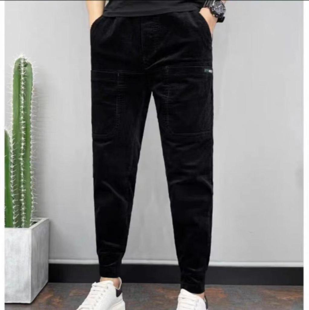 Celebrity-Style Corduroy Six-Pocket Men's Skinny Pants - Trendy Spring/Autumn Casual Nine-Point Fit