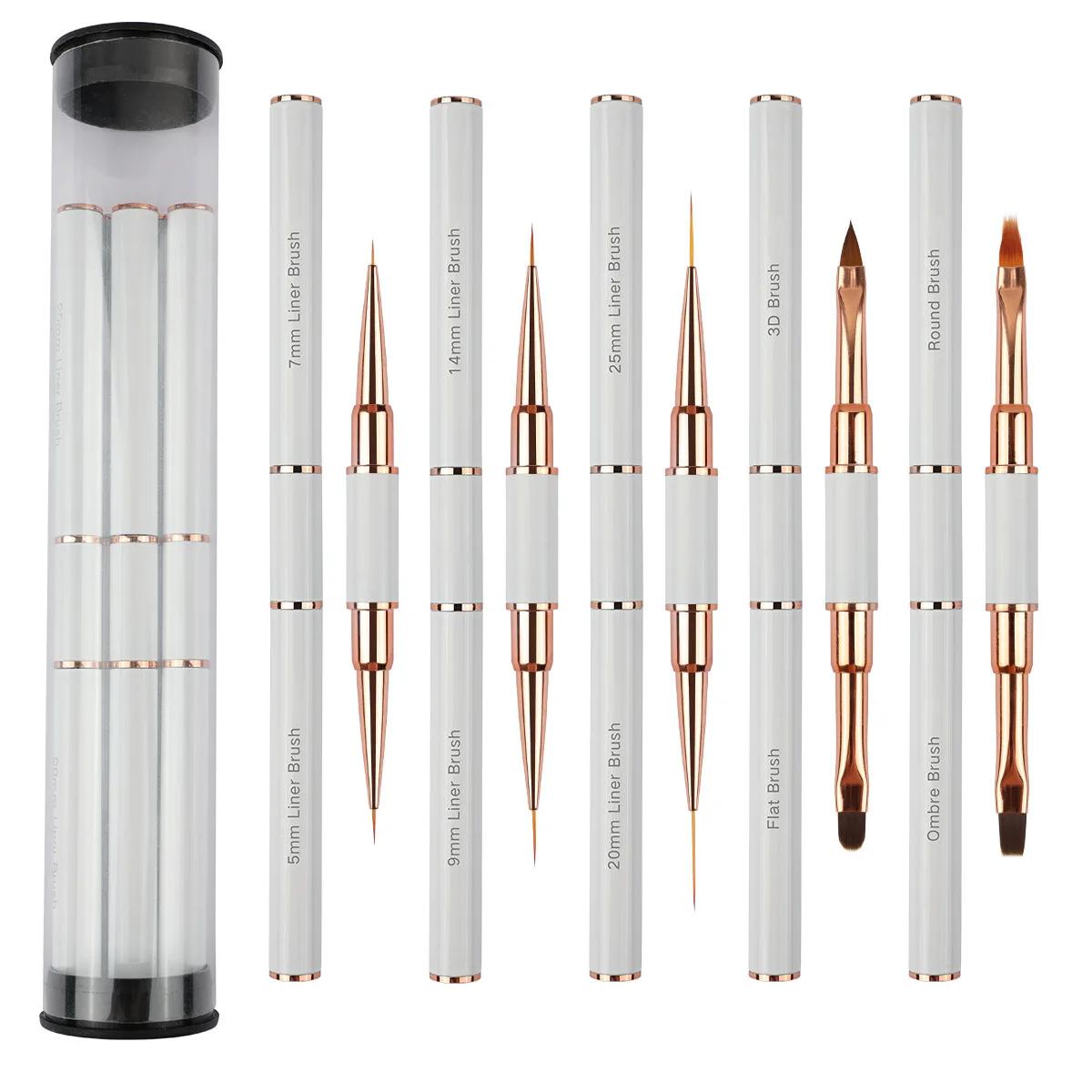 

5PC/Set Multicolor double-ended nail art brush set, thin lining brush for long lining, detailed detailed professional nail tools