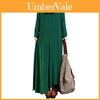 Elegant Plus Size Women Cotton Long Sleeve Vintage Kaftan Casual Maxi Dress