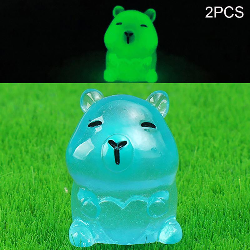 Mini Fluorescent Capybara Luminous Micro Landscape Animals Miniature Figures Outdoor Patio Lawn Yard Garden Accessories Decor
