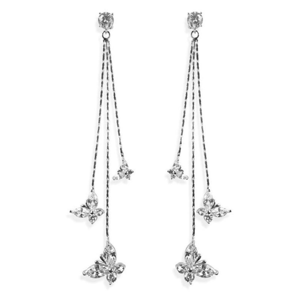 Koreanisches Temperament Kristallanhänger Schmetterling Quasten Lange Hängeohrringe für Damen Luxus Süße Schmuck Accessoires Geschenke