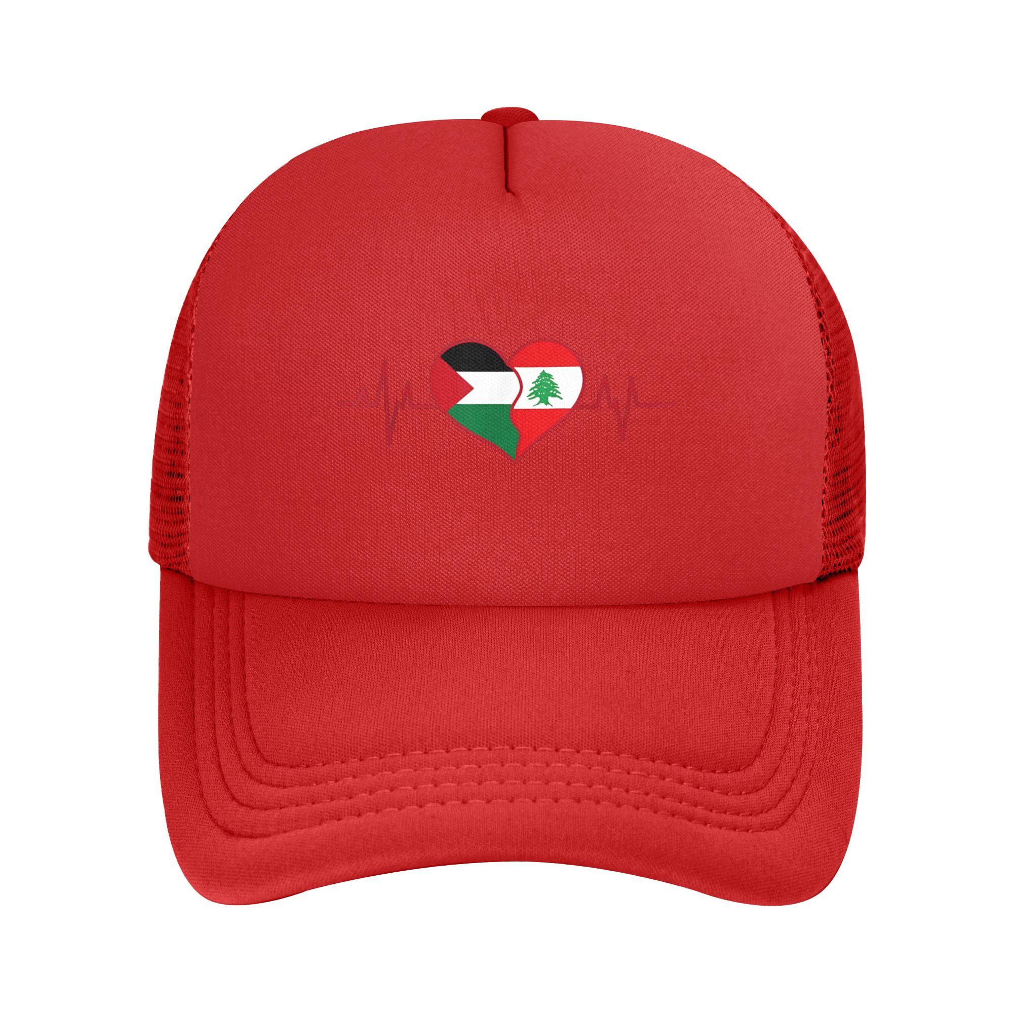 Lebanon Palestine Heartbeat Lebanese Palestinian Flag Casquette Women Unisex Outdoor Hats Adjustable Snapback Cap Baseball Caps One Size