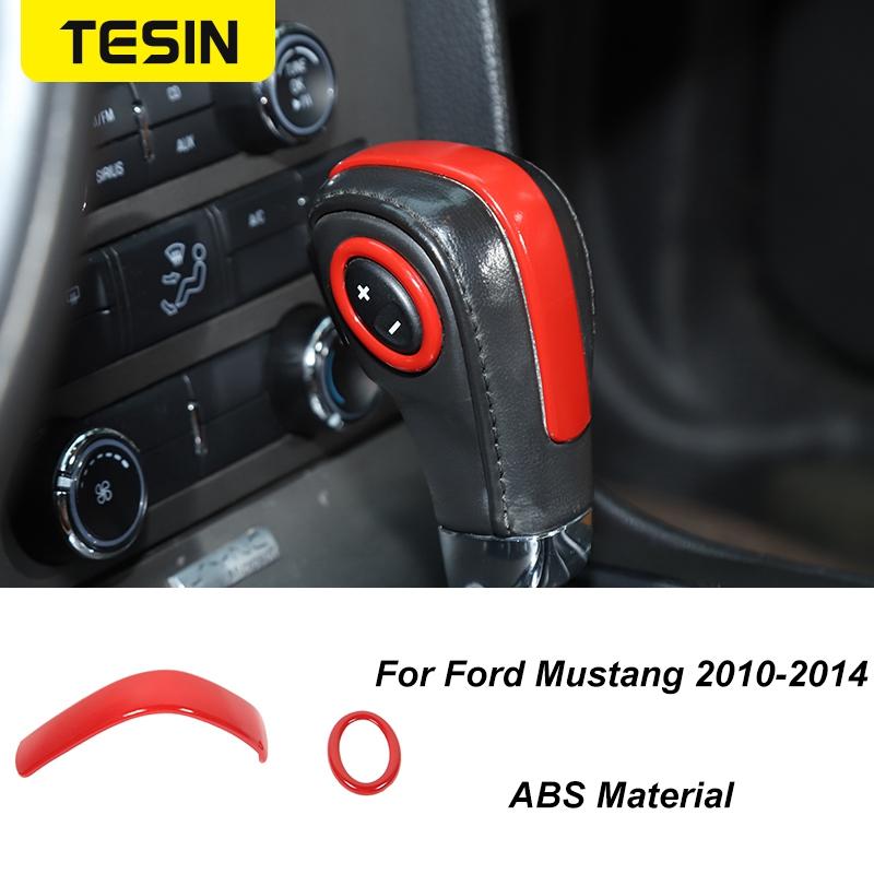 TESIN Car Red Interior Decoration Cover Stickers For Ford Mustang 2009 2010 2011 2012 2013 2014 Exterior Accessories Car