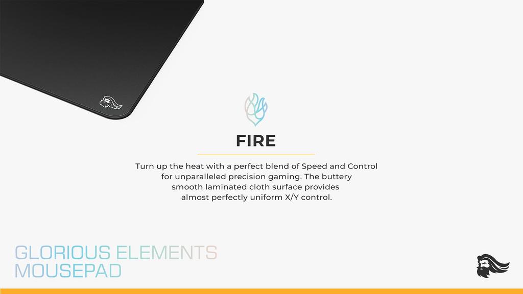Glorious Elements Gaming Mouse Pad, Black, 38x43cm, 3mm Thick, 320g, Laminated Cloth, Control Type, FIRE, Official Japanese Product