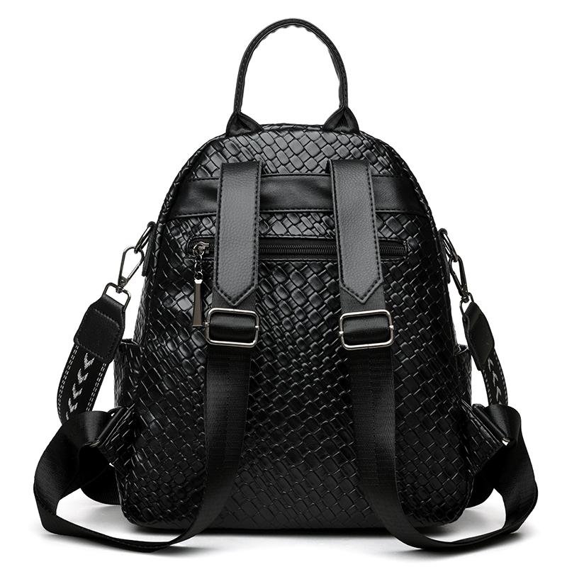 Woven PU Backpack Large Capacity Travel Backpack Women's Multi-functional Shoulder Bag