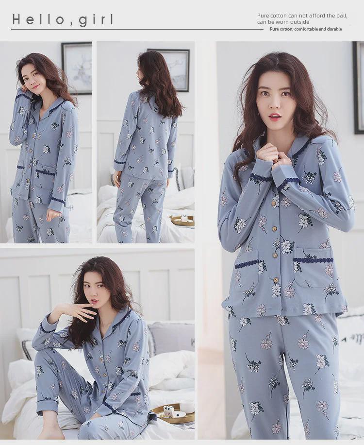 Pyjama à manches longues pour femme grande taille: 100 % coton pour le printemps, l'automne, l'été, l'hiver et les vêtements de maternité