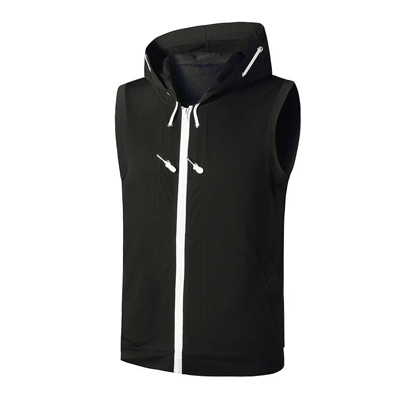 Men's Summer 2021 Fitness Hooded Vest - Casual Sleeveless T-shirt for Europe & America