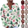 Women's Fashion Christmas Printed Long Sleeve Knitted Cardigan Button Down Jacket