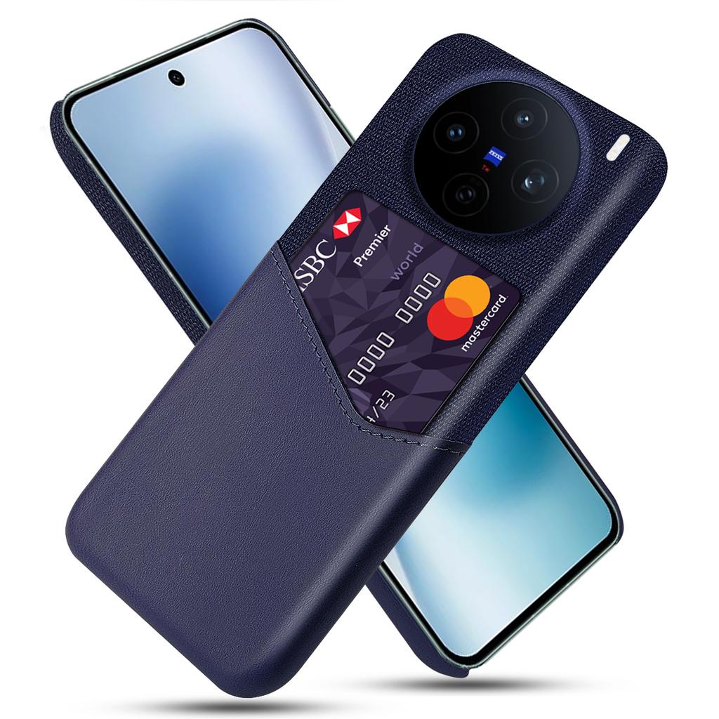For vivo X200s 5G Case PU Leather Cloth Texture Hard PC Phone Cover with Card Holder