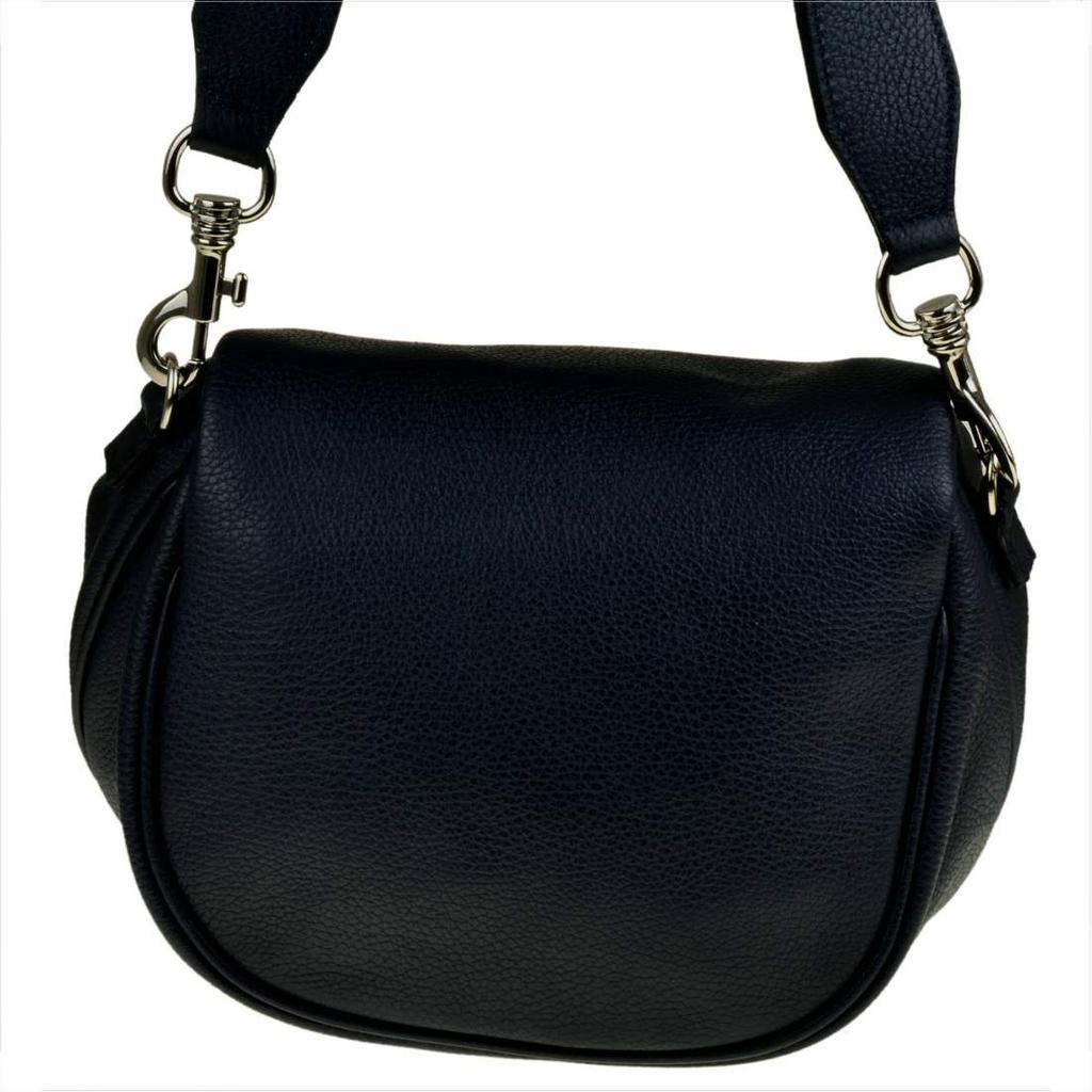 Light Navy Blue Messenger Bag with a Wide Strap, Made of Genuine Leather