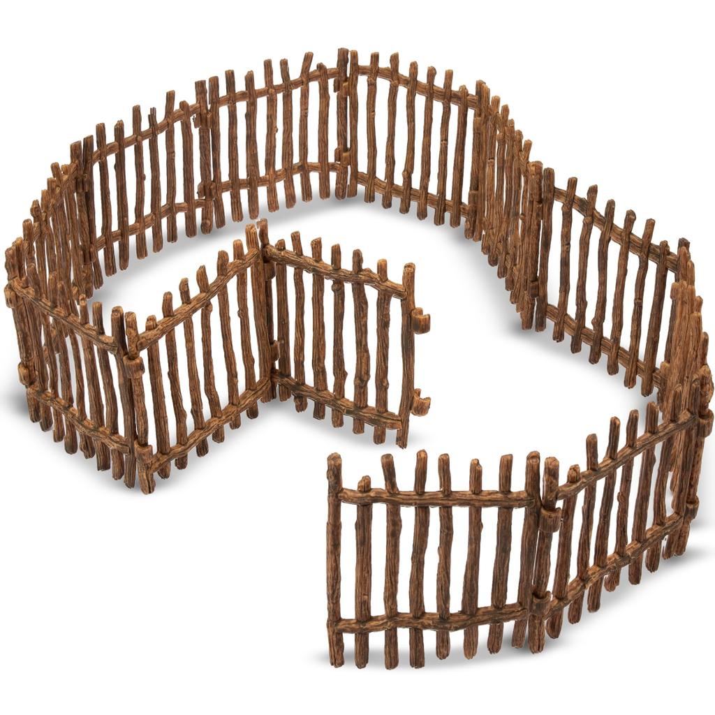 EYSCOTA 12PCS Farm Fence Toy Plastic Cowshed Paddock and Farm Animal Figures Accessories Fencing Playset for Kids Toddlers