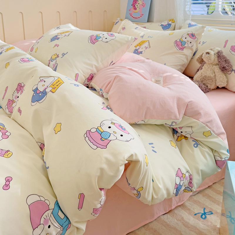 

Комплект из 4 предметов из хлопка класса А для новорожденных и детей: 3 предмета постельного белья для общежития, весенне-летний наматрасник, пододеяльник А 0.9m sheet 3pcs quilt 1.5*2m