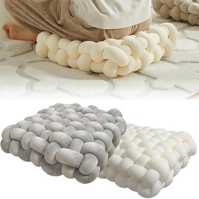 Plush Pillow Knot Hand-made Cushion Square Nordic Aesthetic Stuffed Pillow Office Chair Decorative for Sleeping Back Comfort