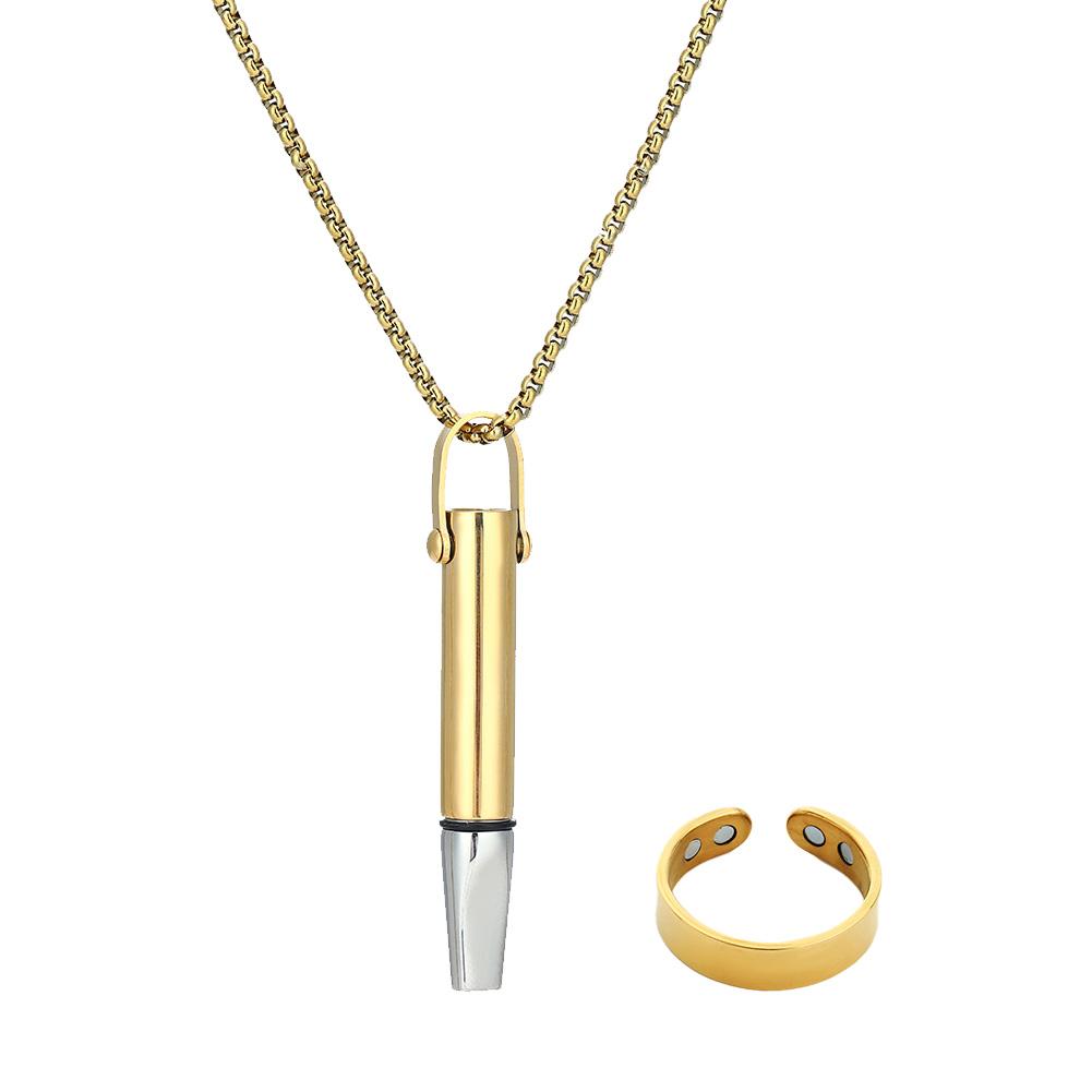 

Дыхательное ожерелье с магнитным кольцом, курение, медитативный кулон, износостойкое ожерелье осознанности для женщин и мужчин золотой