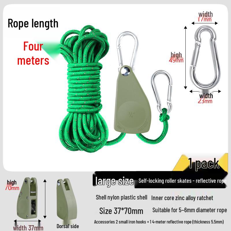 Adjustable Reflective Windproof Camping Tent Rope Pulley System