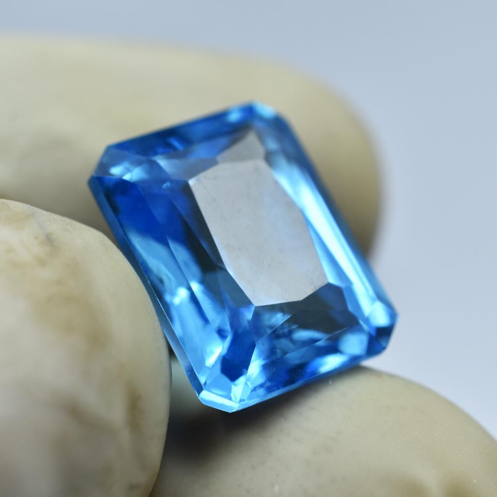 9.70 Ct Natural Sapphire CERTIFIED Gemstone Emerald Cut Light Blue For Ring Size AR-561