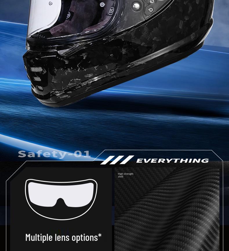 Retro Carbon Fiber Full Face Helmet for Kids - Motorcycle, Cruiser, Scooter