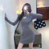 Pure desire style hip dress spring and autumn new slim nightclub hollow sexy large size knitted inner base