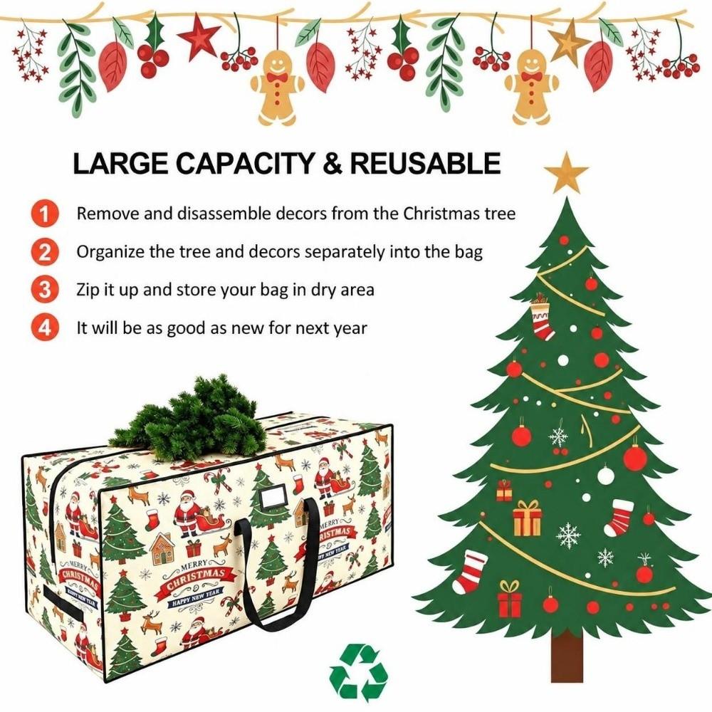 Oxford Cloth Christmas Organizer Bag Cartoon Print Christmas Ornament Storage Bag Ornaments