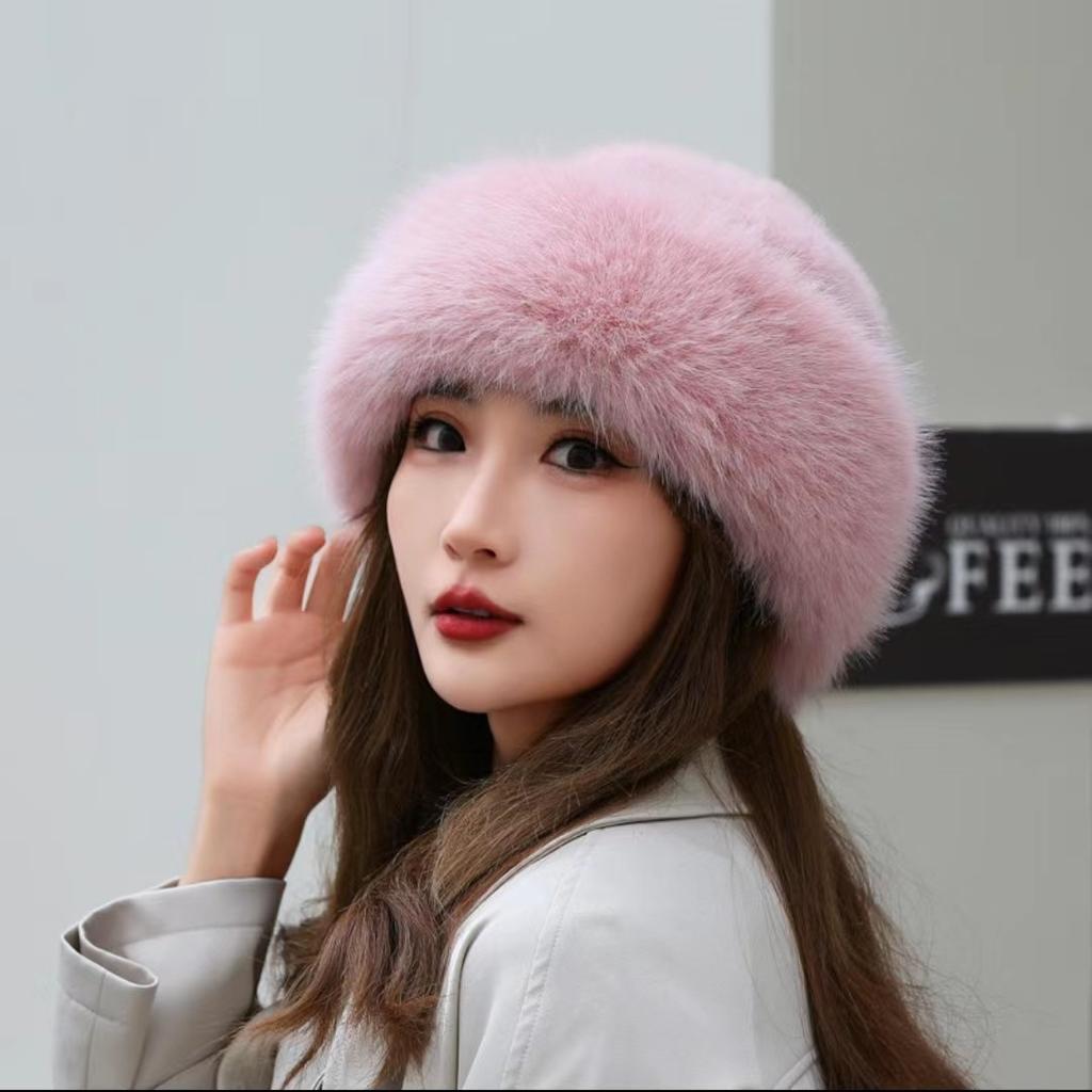Berretto invernale da donna, versione coreana, caldo cappello di lana lavorato a maglia, cappello da pittore britannico, cappello mongolo, cappello di peluche, spesso, caldo e alla moda, da pescatore