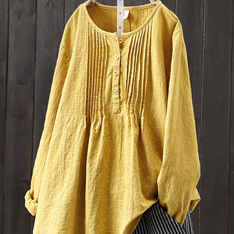 Cotton Linen Plus Size T-shirt Tops for Women Autumn Winter Loose Blouse Large Pullover Shirts Tees Female Clothing Y2K Top