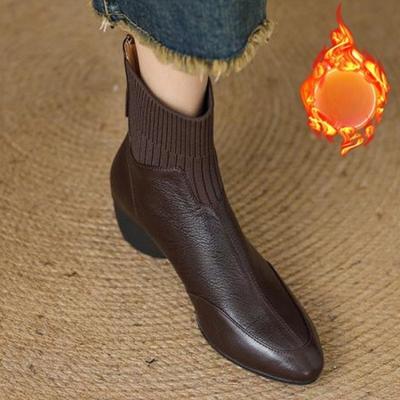 Sapatos de Bico Fino de Novo Estilo com Saltos Plataforma, Antiderrapantes e Versáteis, Botas Curtas de Pelúcia