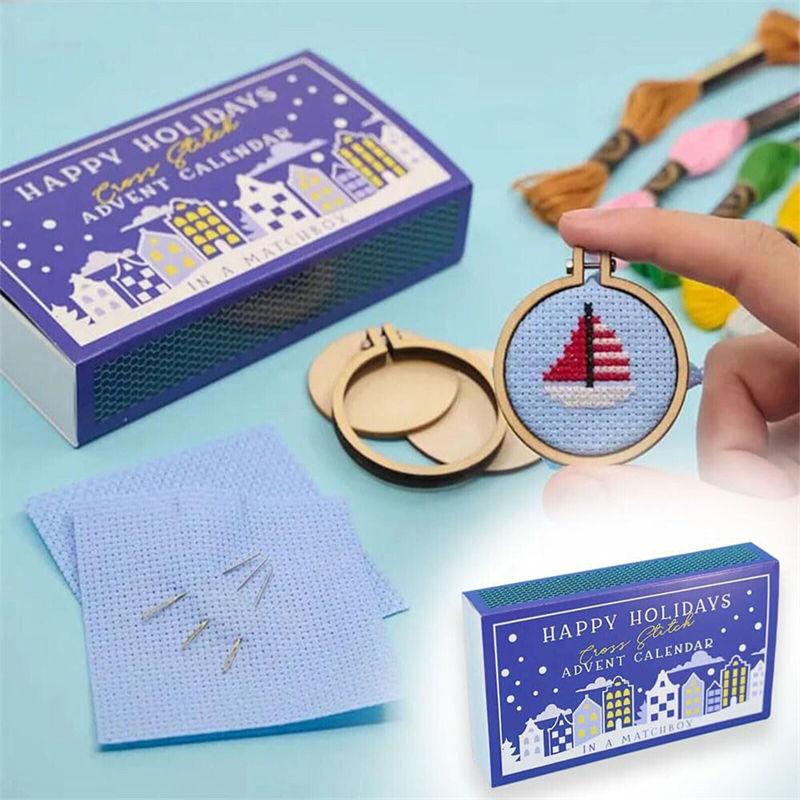 Christmas Cross Stitch Advent Calendar Set 24 Days Countdown Xmas Embroidery Kit