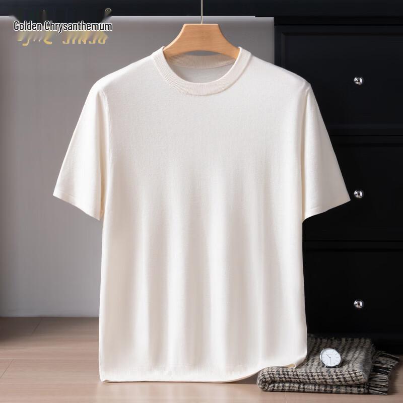 Jinjuan Men's Silk Cashmere Short Sleeve T-Shirt
