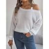 Automne et Hiver, Pour Femmes, Maille Décontractée, Boutons Métalliques, Épaule Dégagée, Manches Lanterne, Pull à Enfiler, Vêtements pour Femmes