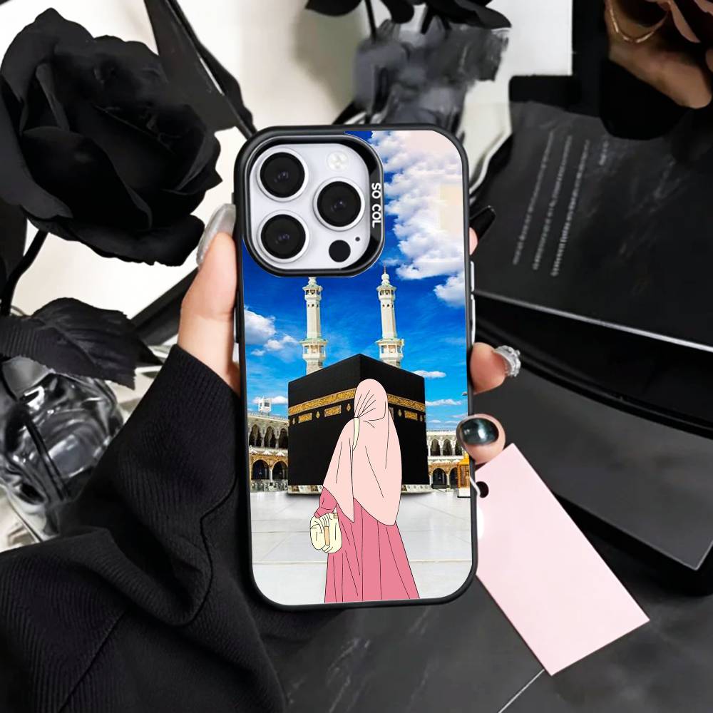 

I-IN Mecca Pilgrims Art Phone Case For iPhone17,16,15,14,13,12,11 Plus,Pro Max Colored Silver Plated Inside Cover iPhone16plus