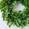 30-сантиметровий штучний вінок із зеленого листя, ягідна гірлянда, декор для передніх дверей, вікон і стін