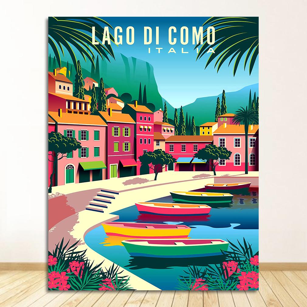 Itálie Řím Capri Toskánsko Retro Plakáty a grafiky Cestování Města Krajina Nástěnné umění Obraz Ložnice HD tisk Vintage umělecká malba