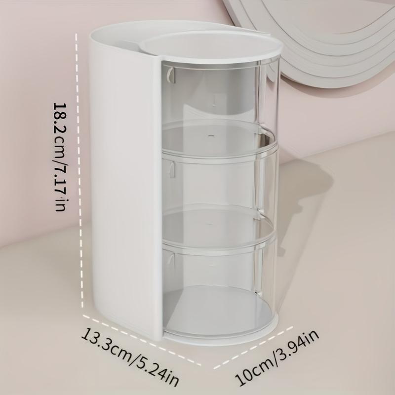 Transparent Cosmetic Storage Box, Divided and Rotated Storage, Earrings, Necklaces, Cotton Swabs Desktop Storage Box
