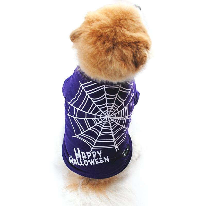 Pet Dog Cat Vest T-Shirt Halloween Spider Web Pattern Printing Cotton Cute T Shirt Small Medium Dogs Puppy Clothing XS-L