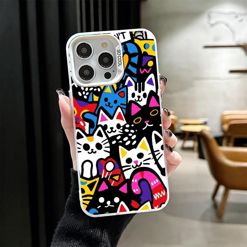 Cartoon Cute Cats Theme Shockproof Phone Case for iPhone 17 Air 16 16E 15 Pro Max 14 Plus 13 Mini 12 Back Cover Anti Fall Fundas