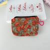 Mini Corduroy Cosmetic Pouch Solid Color with Contrast Zipper Portable Lipstick Makeup Bag Coin Purse for Women
