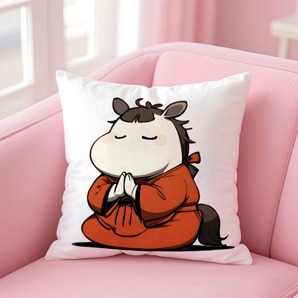

Auspicious Lucky mascot for the Year of the Horse Cushion Cover Pillow Case Soft Skin Friendly Fabric Comfort Concealed Zipper 30X30cm