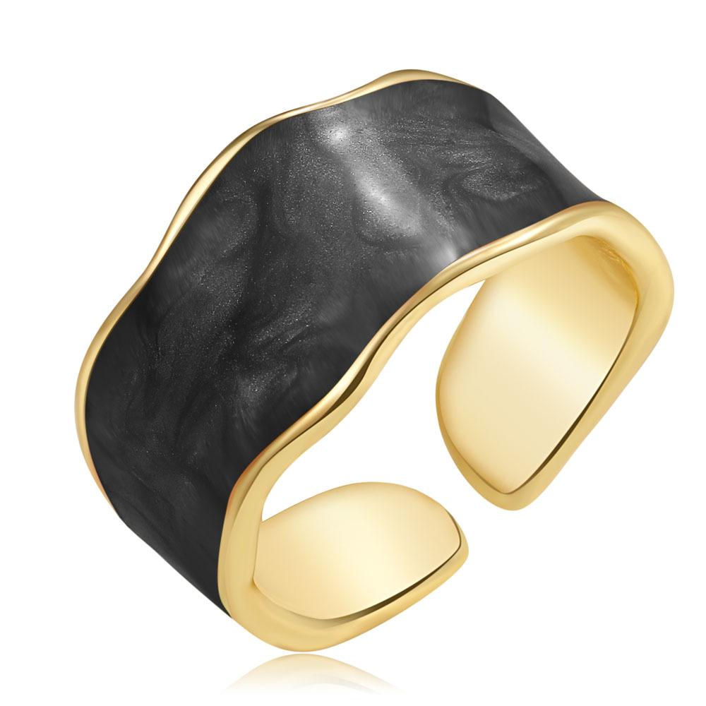 New Trendy Enamel Color Double Oil Drip Open Rings for Women Girls Luxury Irregular Adjustable Finger Ring Wedding Jewelry Gift