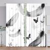 Minimalist Black White Feather Butterfly Curtains Monochrome Print Sheer Drapes Home Decor Bedrooms Made Of Polyester Master Bedroom