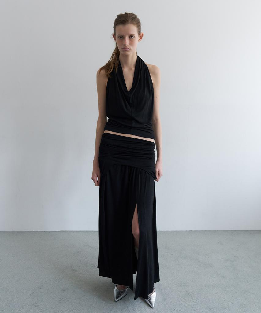 Obeodyupeulleeo Draped Turn Over Skirt_Black