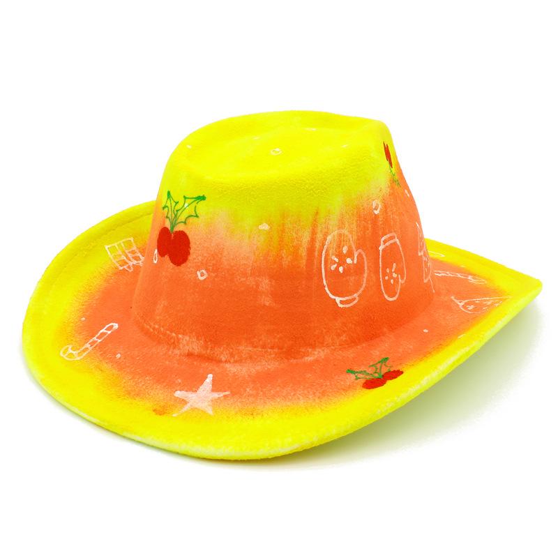 Colorful Skull Pattern Cowboy Hat for Halloween & Christmas Masquerade