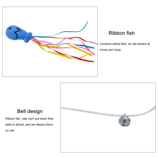 Yousheng Cat Teaser Fish Design Scratch-resistant PVC Stick Catnip Kitten Teaser Stick for Casual